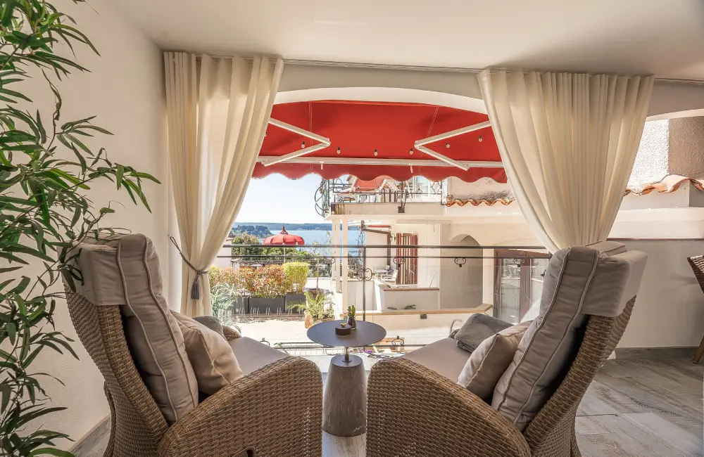 sea view from the Tara Deluxe Suite terrace, Villa Bellevue Portorož